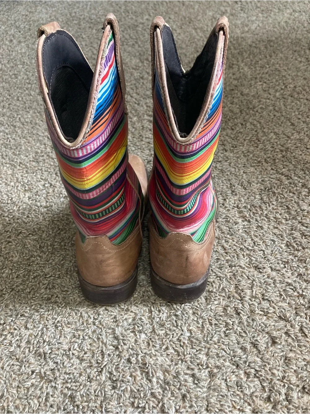 Girls Brown Leather Cowboy Boot Lot In Good And Play Condition